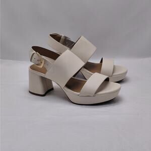 Aerosoles Womens Platform Sandals Size 6M Ivory Block Heel Comfort Camila Heels